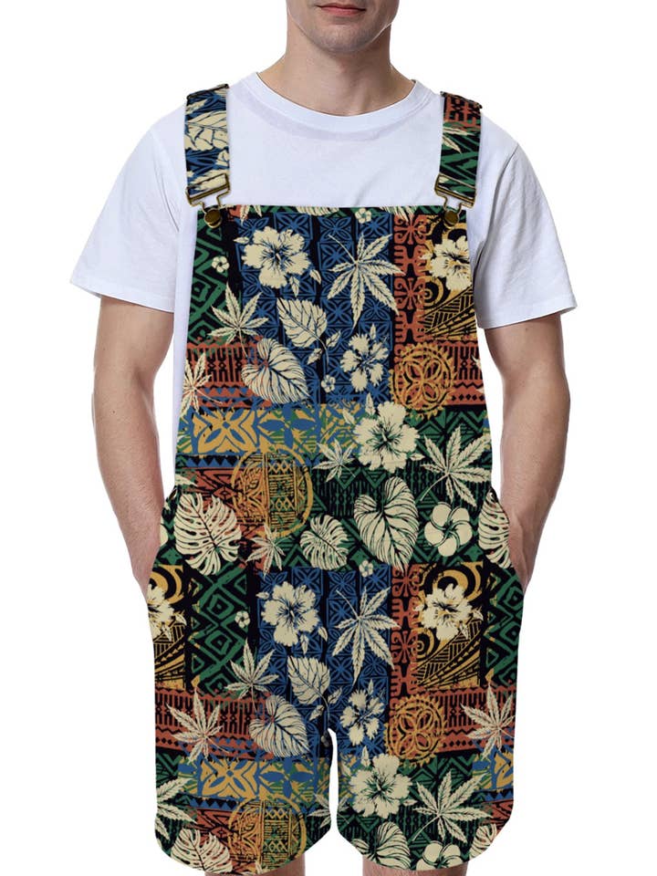 Unisex Short Overalls: Batik for wholesale by Just Get High™