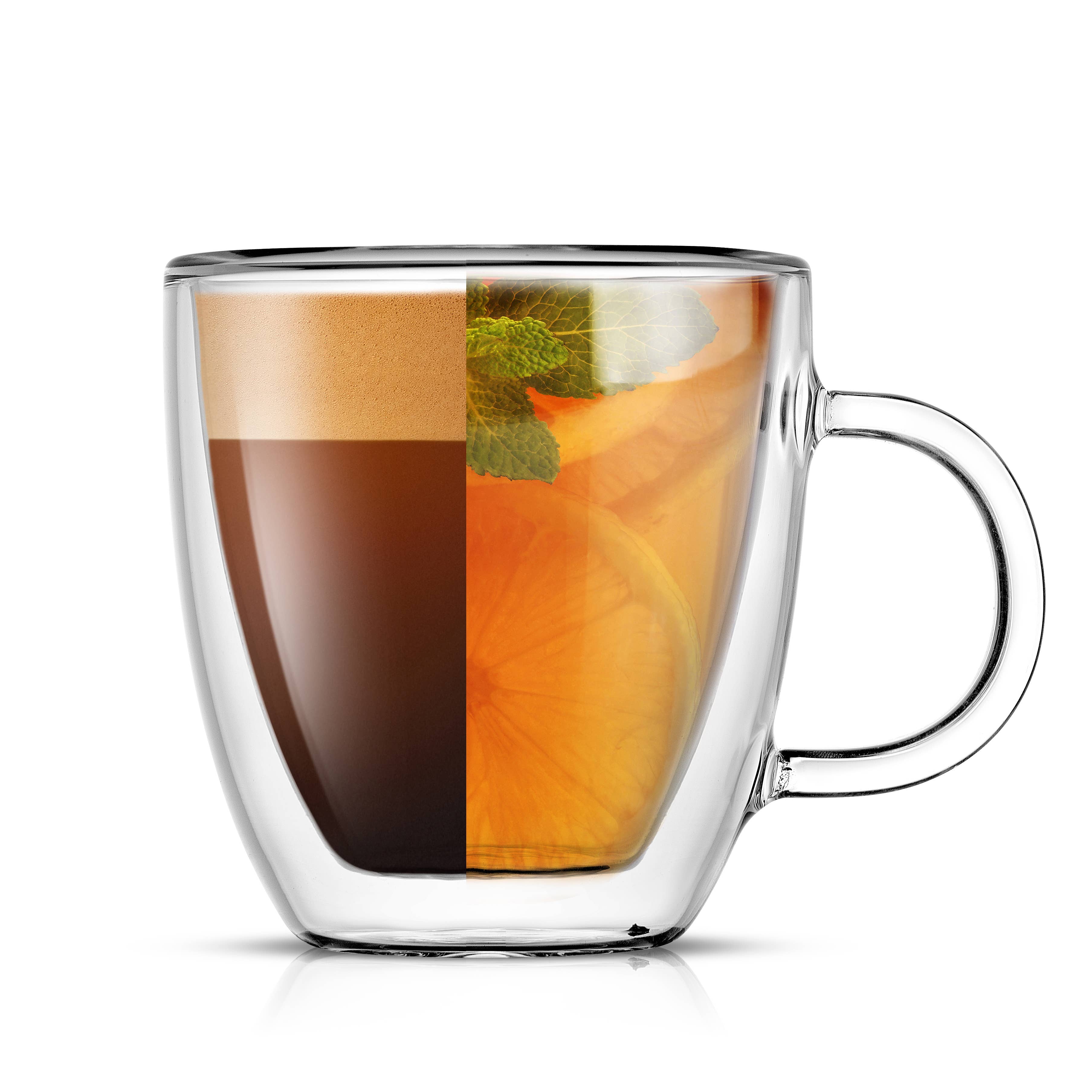 JoyJolt – Chávena de chá por atacado – Conjunto de 2 Copos de Espresso de Parede Dupla Savor, 160 ml2