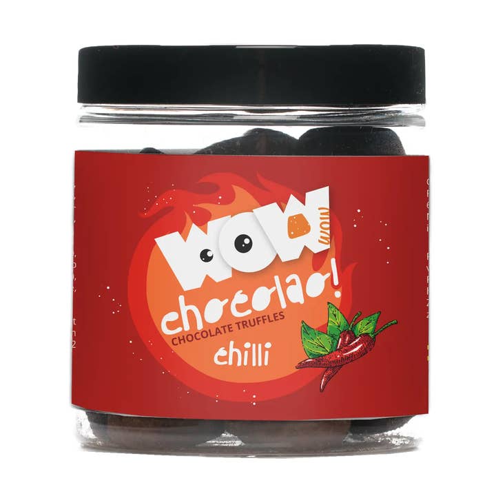 WOW Chocolao! - UK Warehouse - Venta al por mayor Dulces con chocolate - Trufas de chocolate y chile - Tarro de regalo de 130 g0