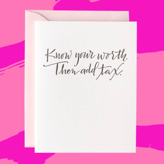Know Your Worth Card for wholesale by Paper Epiphanies