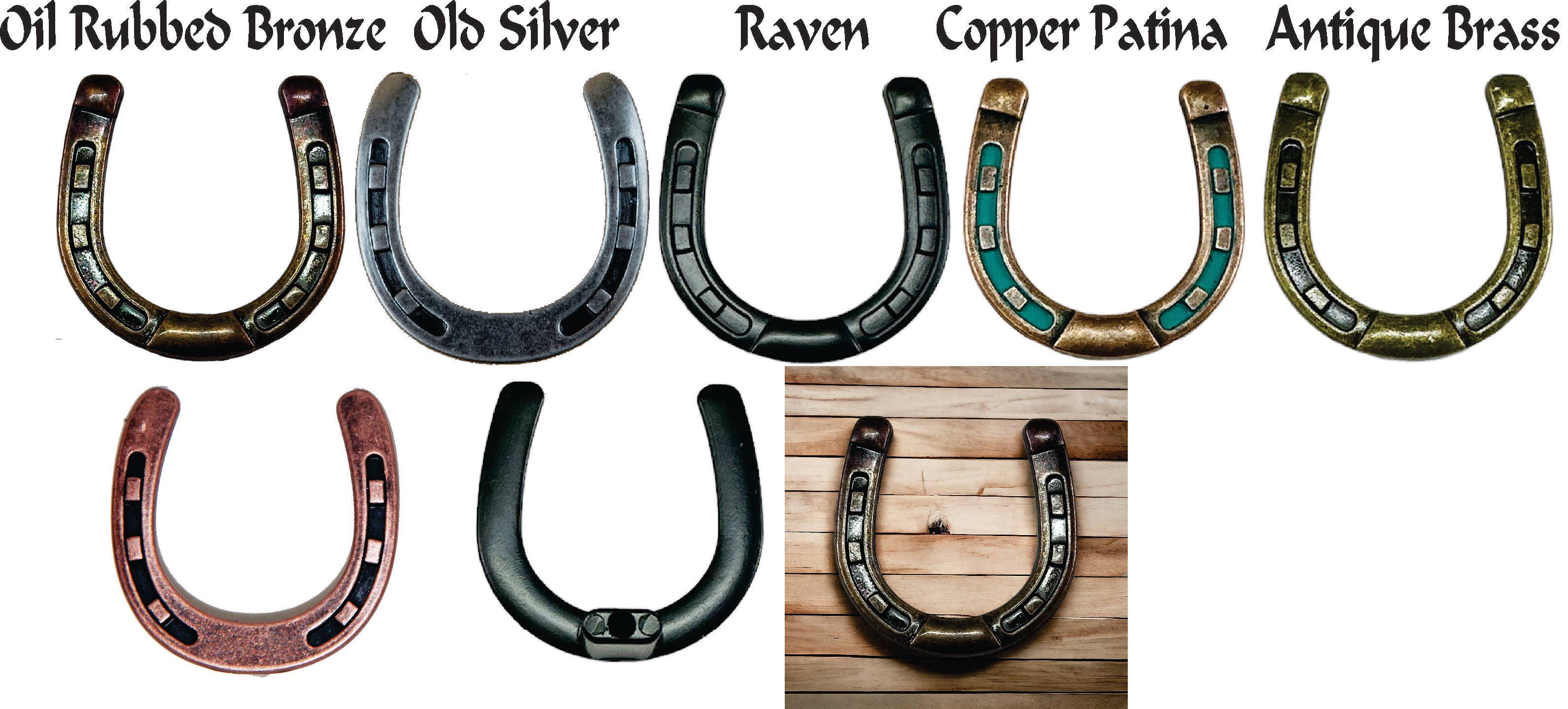 Rustic Iron Store - Venta al por mayor Pomos/tiradores - Tirador de cajón con forma de herradura, color cobre pátina2