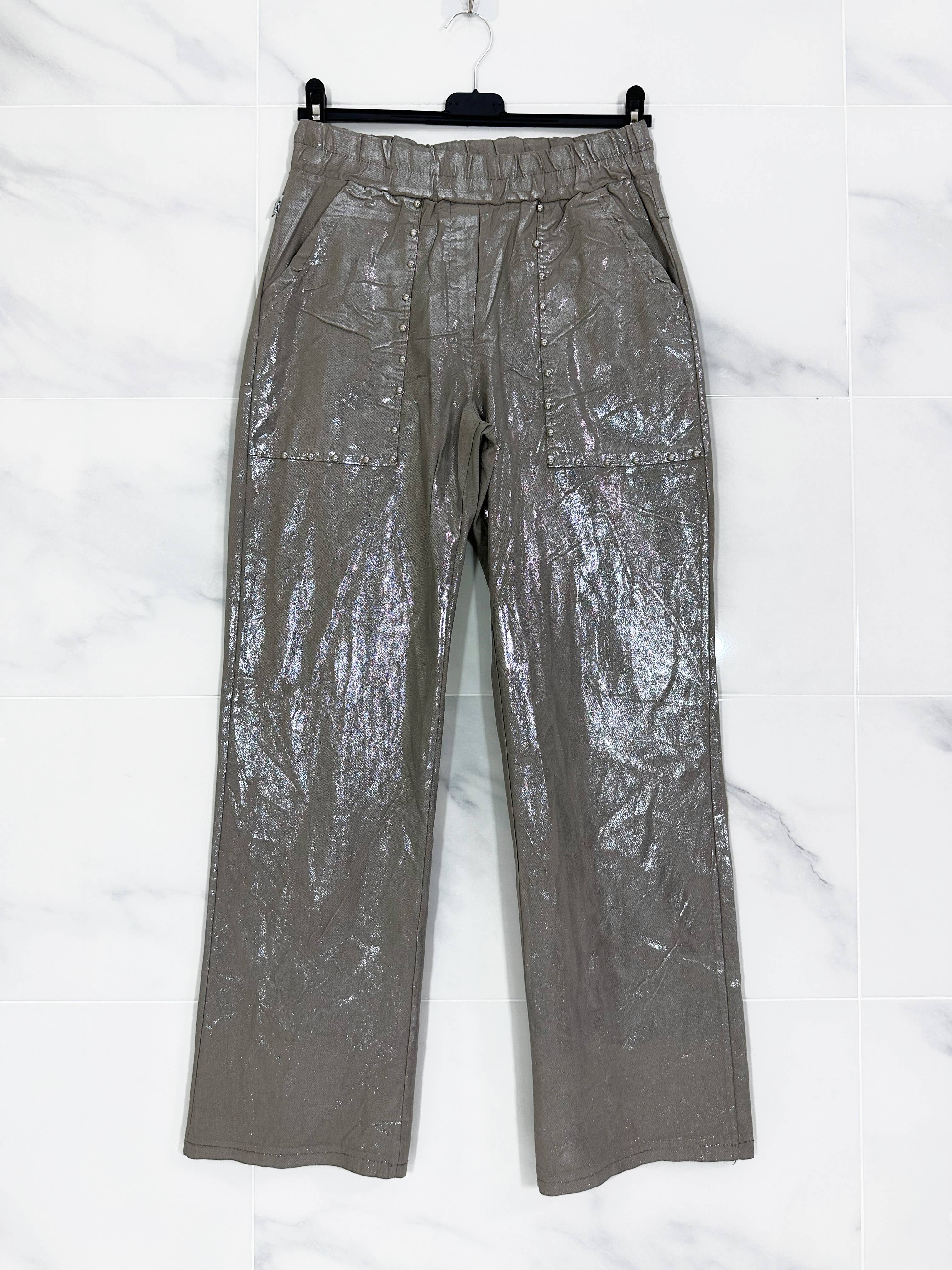 ZAFA PARIS - Wholesale Pants - Women's - 60F04P51 - Straight pants with elastic waistband, glitter10