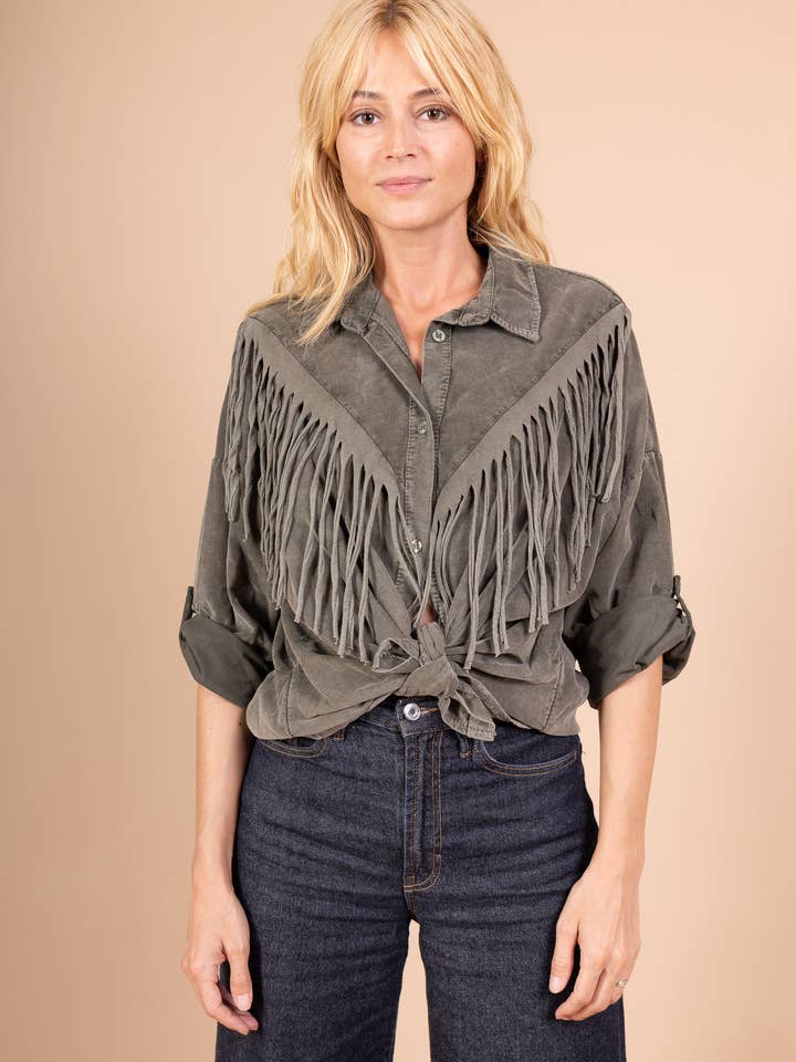Pépouz' Paris - Wholesale Button Down Shirt - Women's - Western-style fringed shirt PC254911