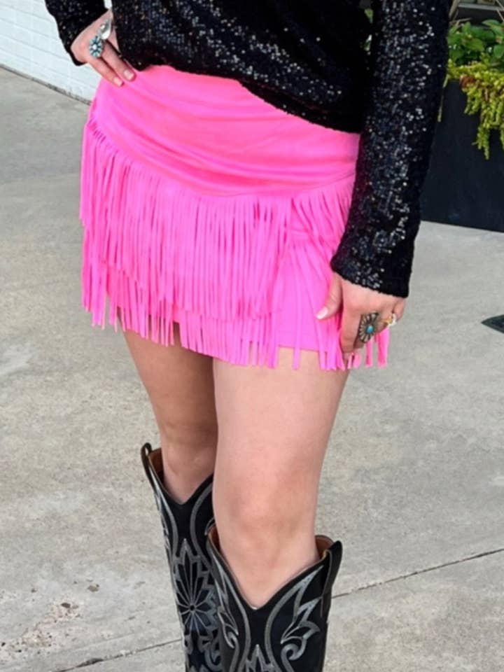 Sterling Kreek - Wholesale Skirt - Women's - FORT WORTH FRINGE SKIRT PINK2