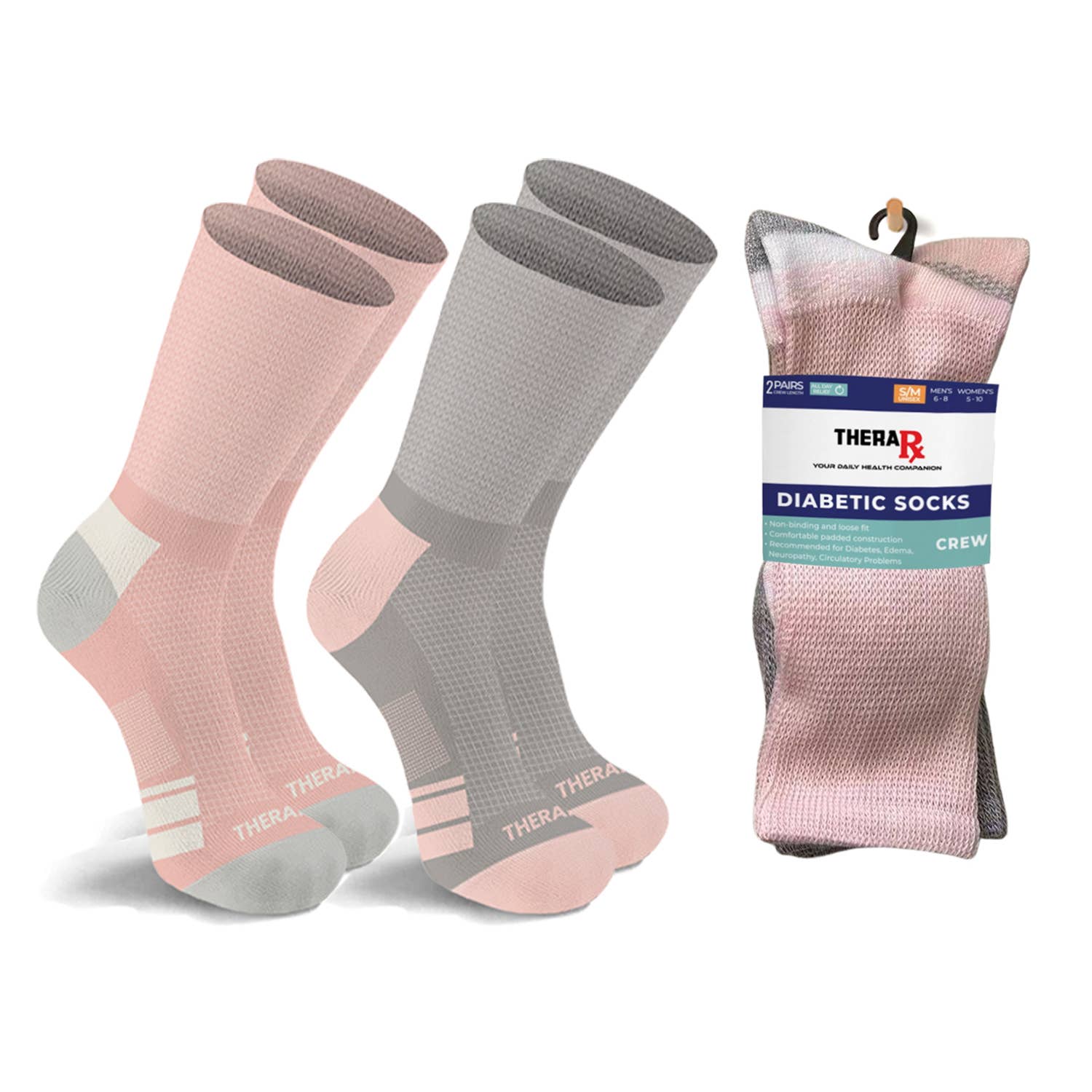 The American Gift Company (TAGCO) - Wholesale Socks - Unisex - 2-Pairs: Non-Binding Loose Fit Cotton Diabetic Crew Socks5