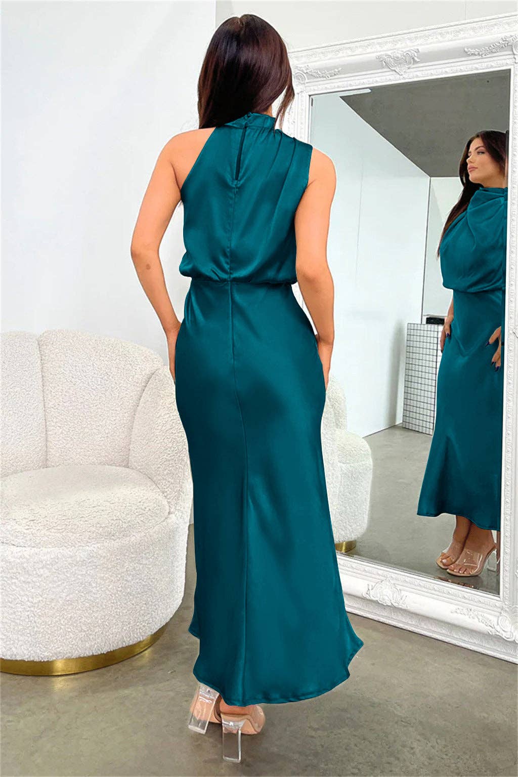 Sweetkama - Wholesale Dress - Women's - Ladies Eleganr Sleeveless Satin Midi Dress GQQT52