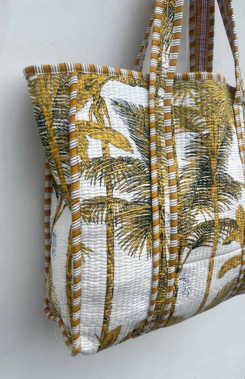 bhavnas boutique – wholesale Shoulder bag – women's – Tree Printed White Cotton Quilted Beautiful Bag Women Bags 4