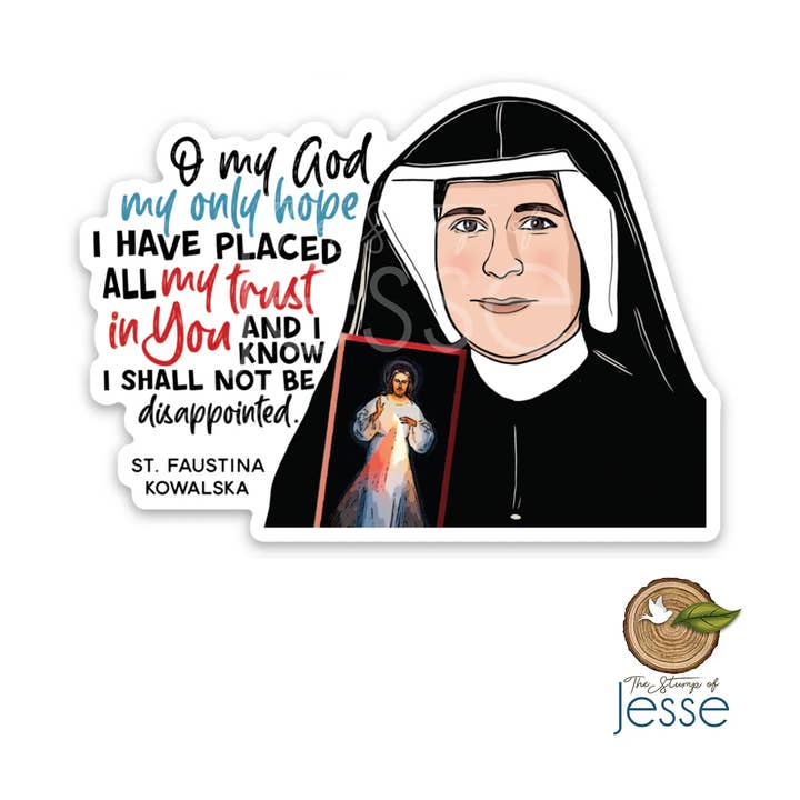 St. Faustina Kowalska Divine Mercy Catholic Sticker for wholesale by The Stump of Jesse