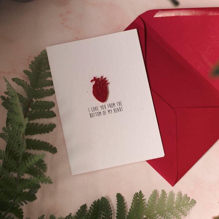 Luxury Romantic Anatomical Heart Card for wholesale by Two Little Hearts
