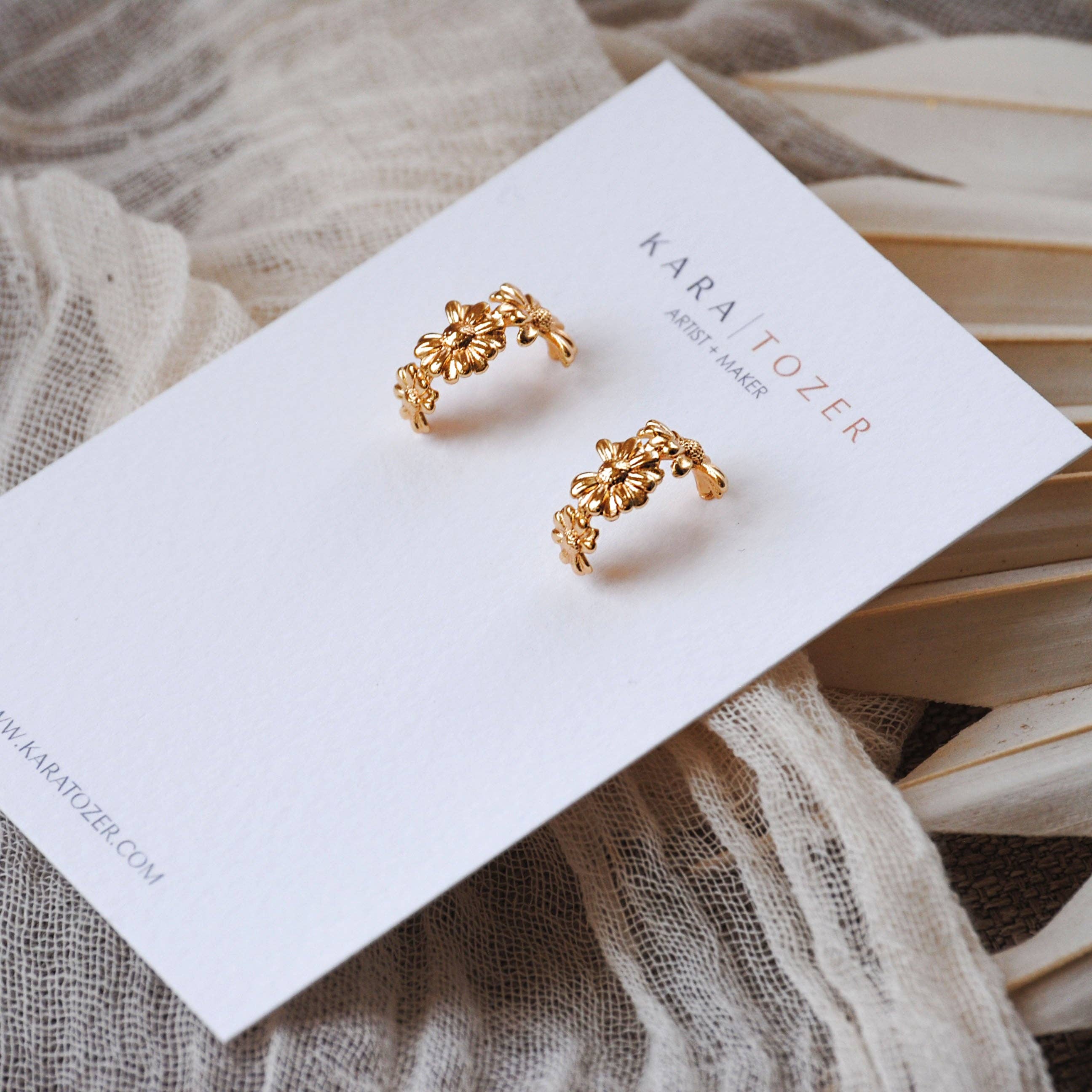 KARA | TOZER - Wholesale Hoop Earrings - Gold Floral Hoop Earrings4