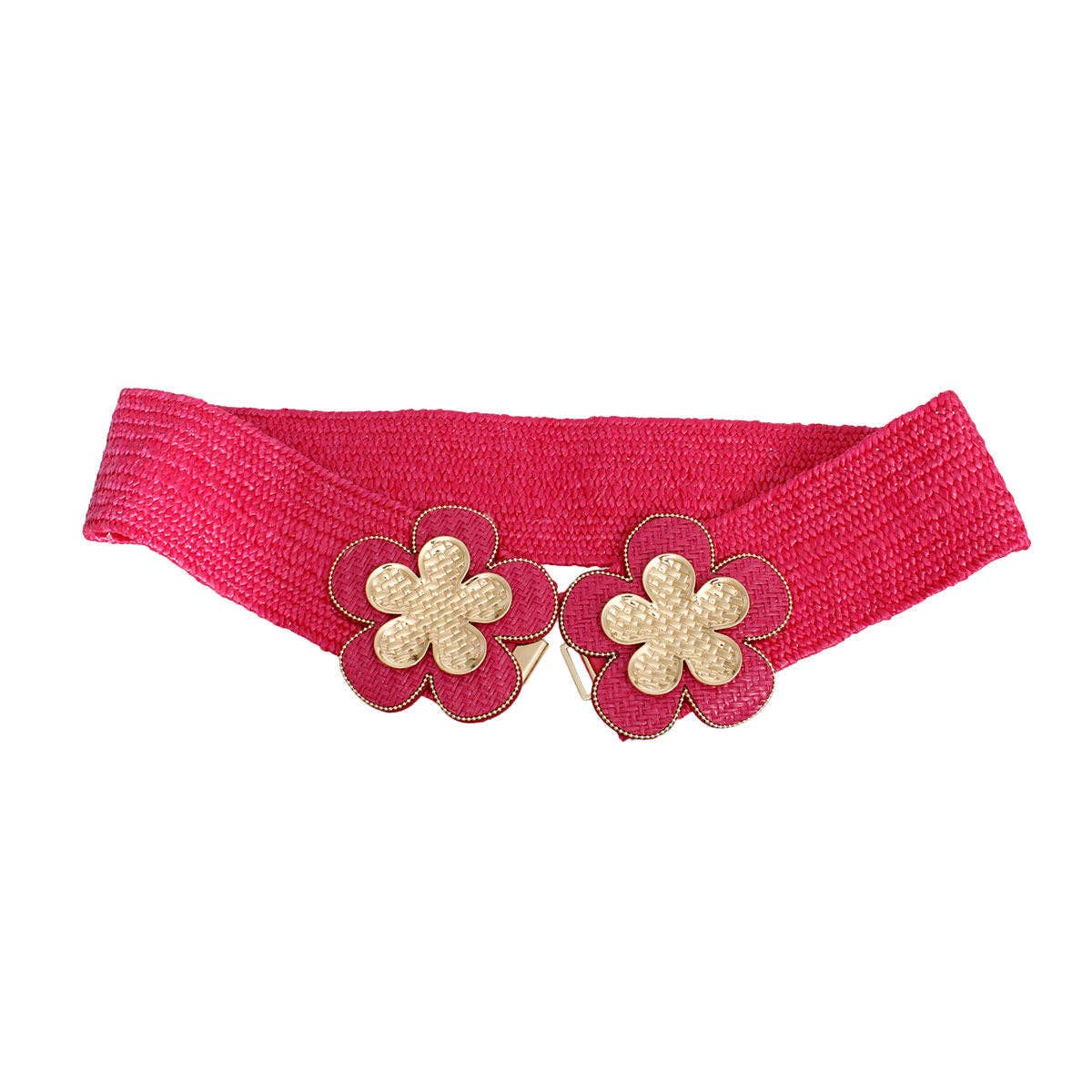 Fuschia Stretch Belt Raffia Fuchsia Flower for Women for wholesale on Faire3