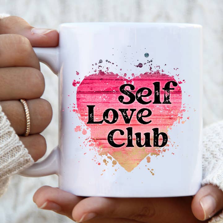 Self Love Club Coffee Cup Affirmation Mug for Her for wholesale by Cataleya Designs Studio LLC