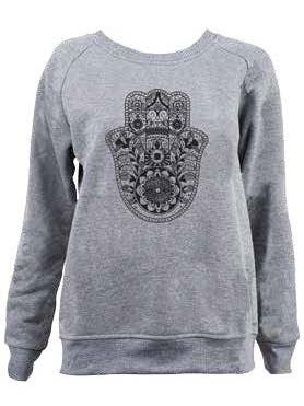 DUNKELGRAU SWEATSHIRT MIT HAMSA-GRAFIK für den Großhandel auf Faire