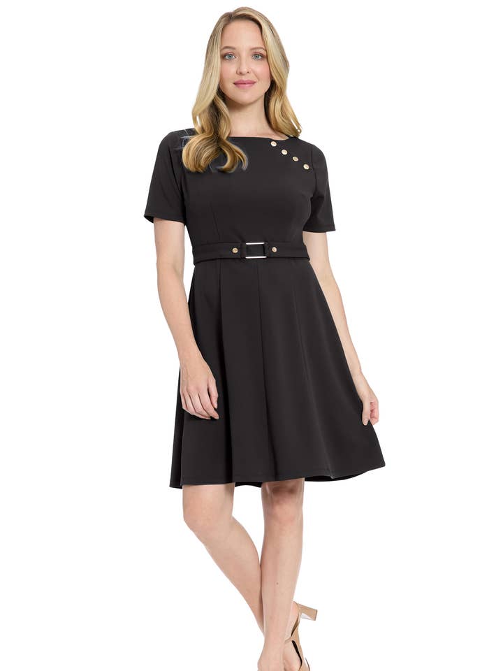 ASSYMETRICAL BOAT NECK DRESS for wholesale by Maggy London Group