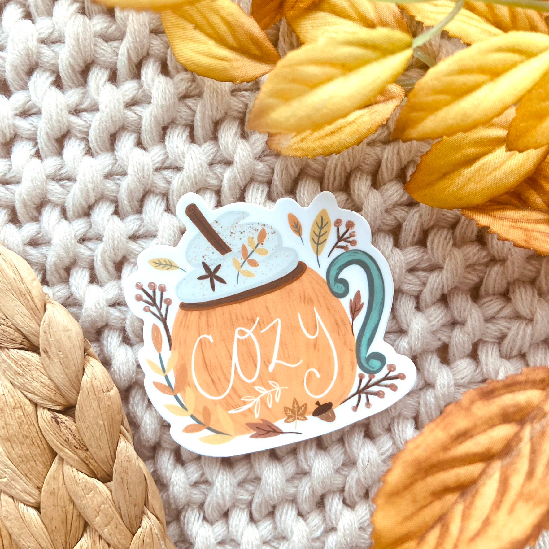 Makerie Day - Wholesale Sticker - Cozy Pumpkin Mug Sticker