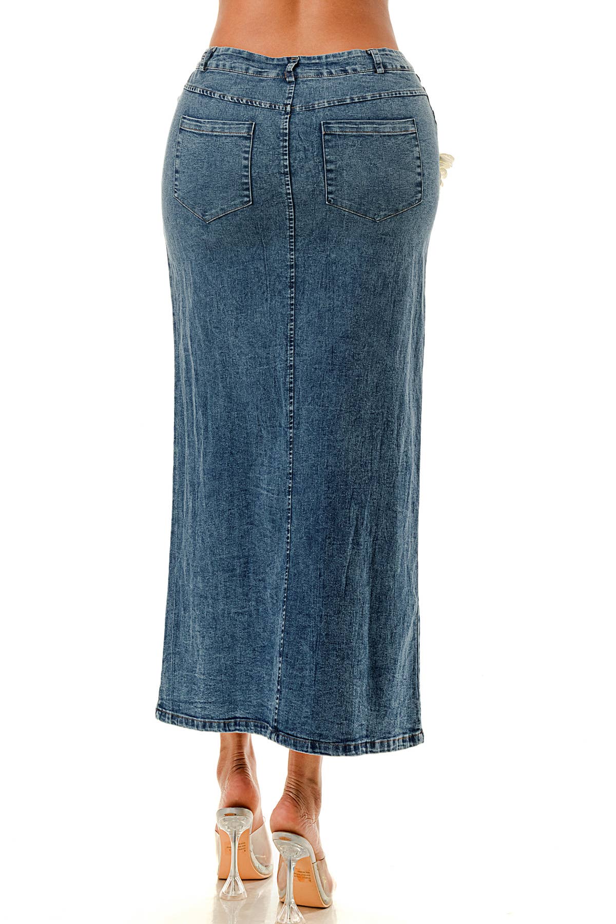 SALT – Großhandel Rock – Damen – (SK3967) No.5 verziertes Jeans-Midirock in 3 Farben8