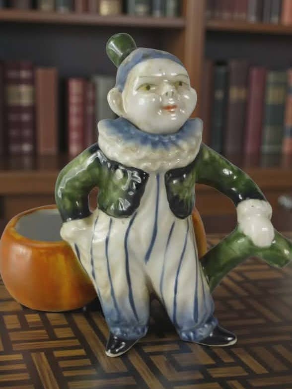 Saltkar / senapskruka Clown Art déco – polykrom keramik för wholesale av Art Déco Style