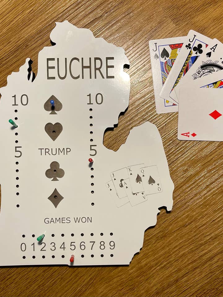 Michigan Shaped Euchre Game Board for wholesale by Michigan Proud Gifts