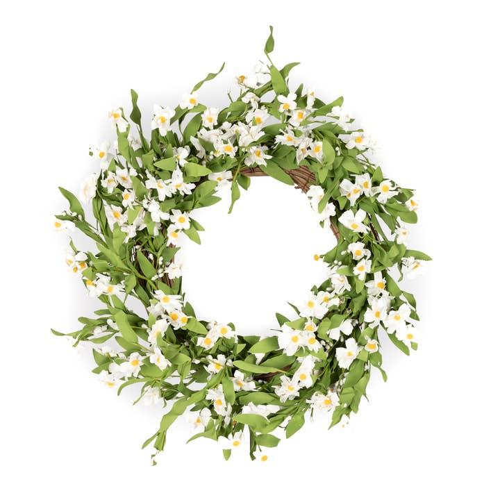 White Daisy Wreath - 22 Inch for wholesale by Mills Floral Company