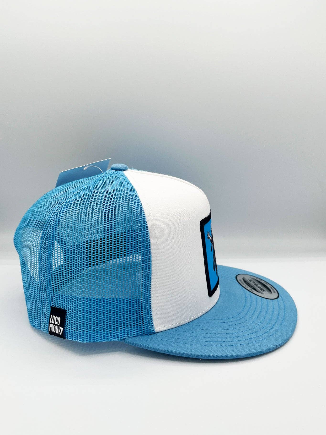 BLUE WHITE Loco Monky No Rules Flat Visor Cap for wholesale on Faire1