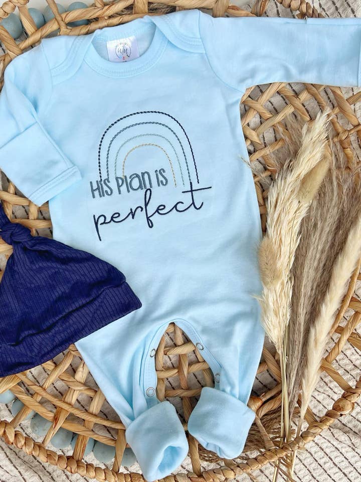 Wonderfully Made - Wholesale Jumpsuit - Baby - Baby Romper | Baby Boy Outfit His Plans Are Perfect Rainbow1
