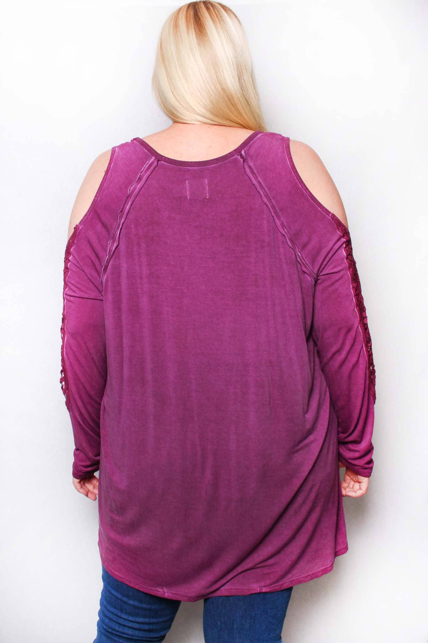 Good Stuff Apparel – Großhandel Tunika – Damen – Langarmshirt mit Spitzenausschnitt und Rundhalsausschnitt für Damen3