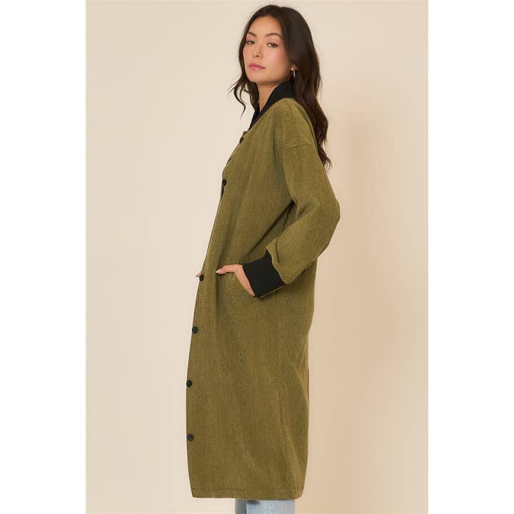 Cozy Casual, Inc. - Wholesale Coat - Women's - Corduroy Button Up Long Coat 3
