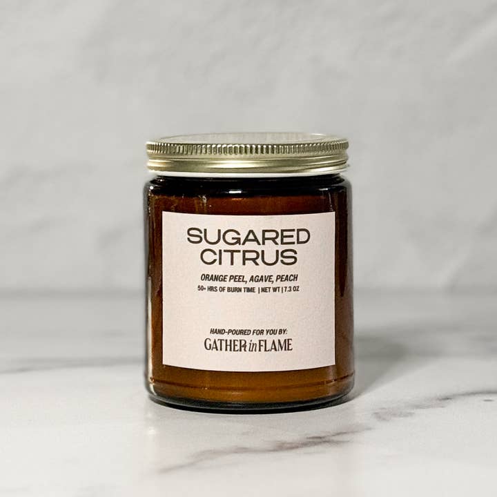 Sugared Citrus Wood Wick Candle – Orange, Peach & Vanilla for wholesale by Gather In Flame Candle Co.