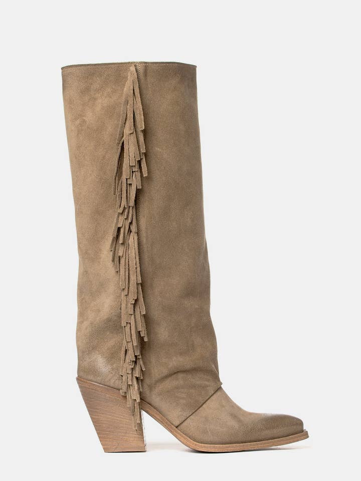 Taupe suede Texan boots XD1040 for wholesale by METISSE