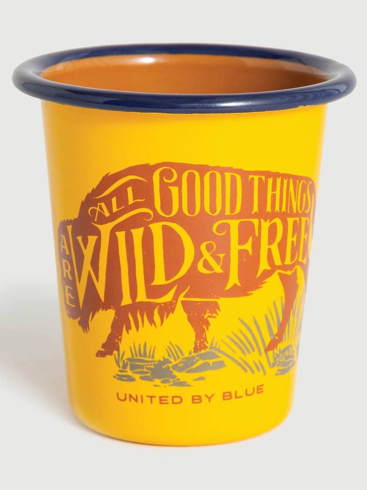 WILD AND FREE – 12OZ. ENAMEL TUMBLER for wholesale by United By Blue
