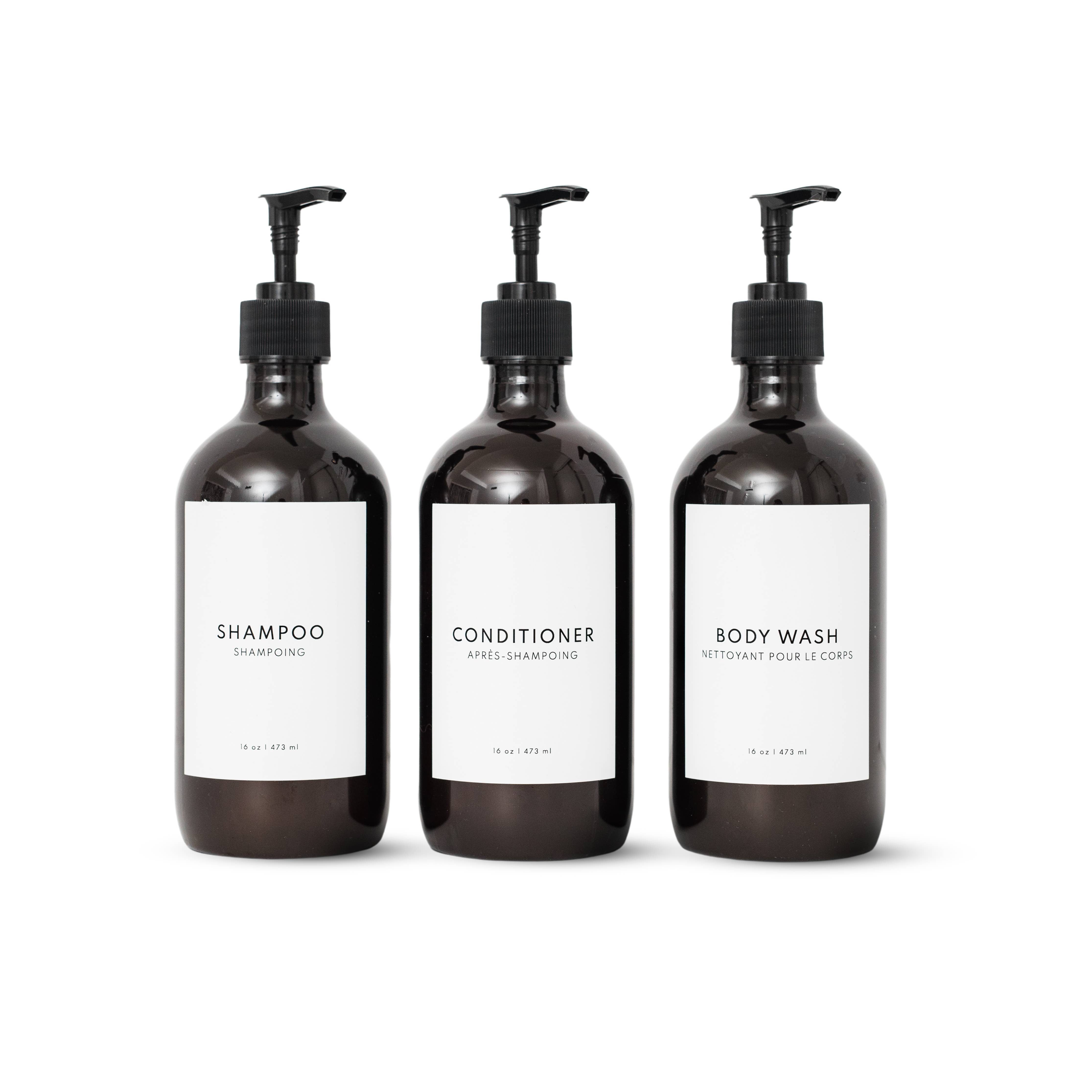 The Little Spruce Home - Wholesale Soap Dispenser - Set of 3 Shampoo, Conditioner, Body Wash Refillable Bottles4