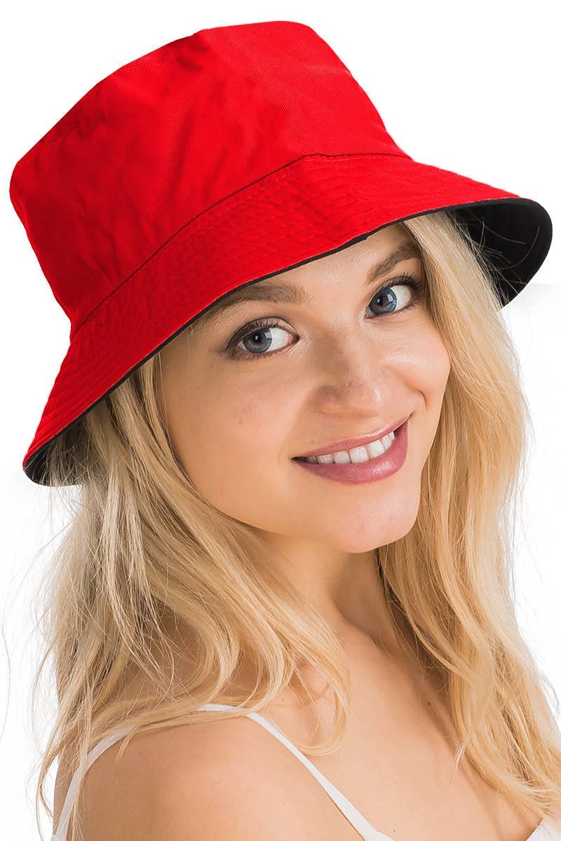 Cap Zone - Vente Bob – unisexe - Chapeau seau en coton uni réversible à fond noir19