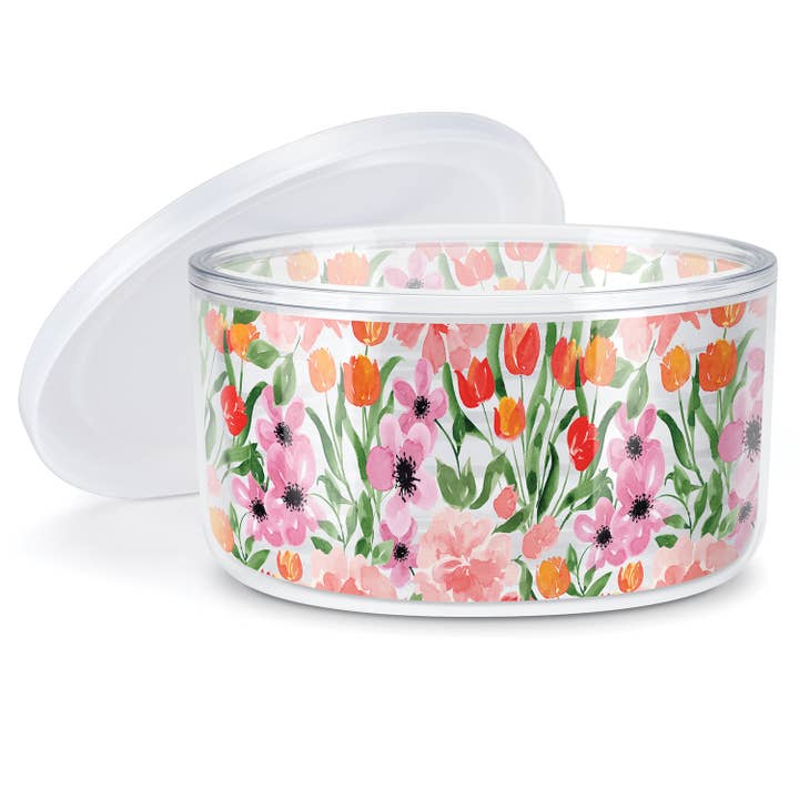 Insulated Plastic Travel Bowl w/ Lid 22 Oz.-Spring Tulips for wholesale by Conimar Promotions