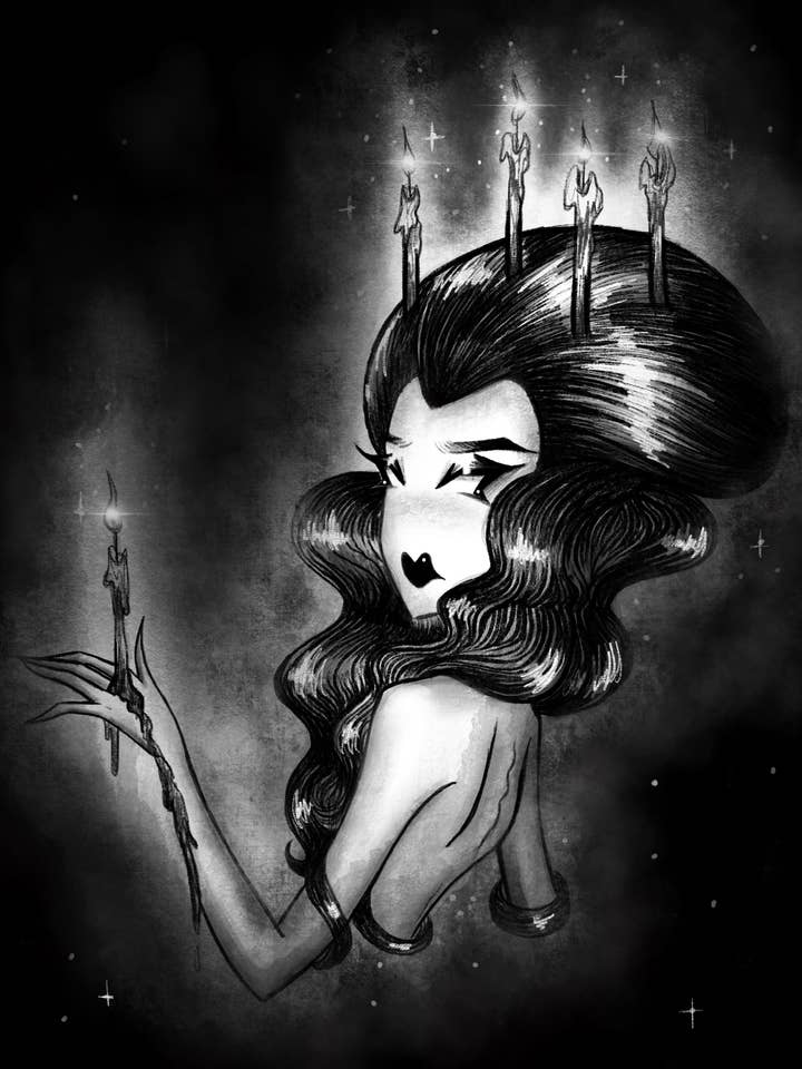 "Candelabra" Gothic Candle Fine Art Print for wholesale by Stefani Rabideaux