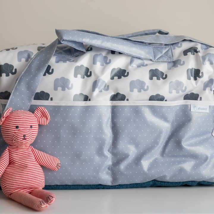 Pêra Doce - Wholesale Diaper Bag - Baby - Gray elephants and gray polka dots maternity bag1