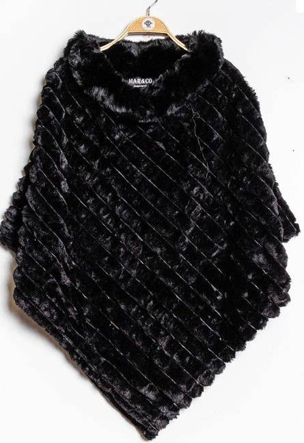 LOOWIE - Wholesale Poncho - Women's - 068 Poncho Striped Fake Faux Fur Loowie1