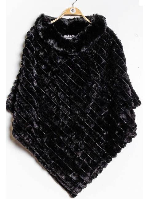 LOOWIE - Wholesale Poncho - Women's - 068 Poncho Striped Fake Faux Fur Loowie1