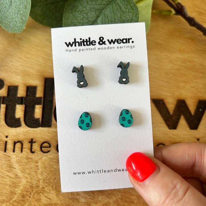 Easter duo studs - turquoise for wholesale by Whittle and Wear