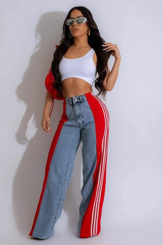 Queen Fashion - Wholesale Jeans - Women's - two tone denim long pants3