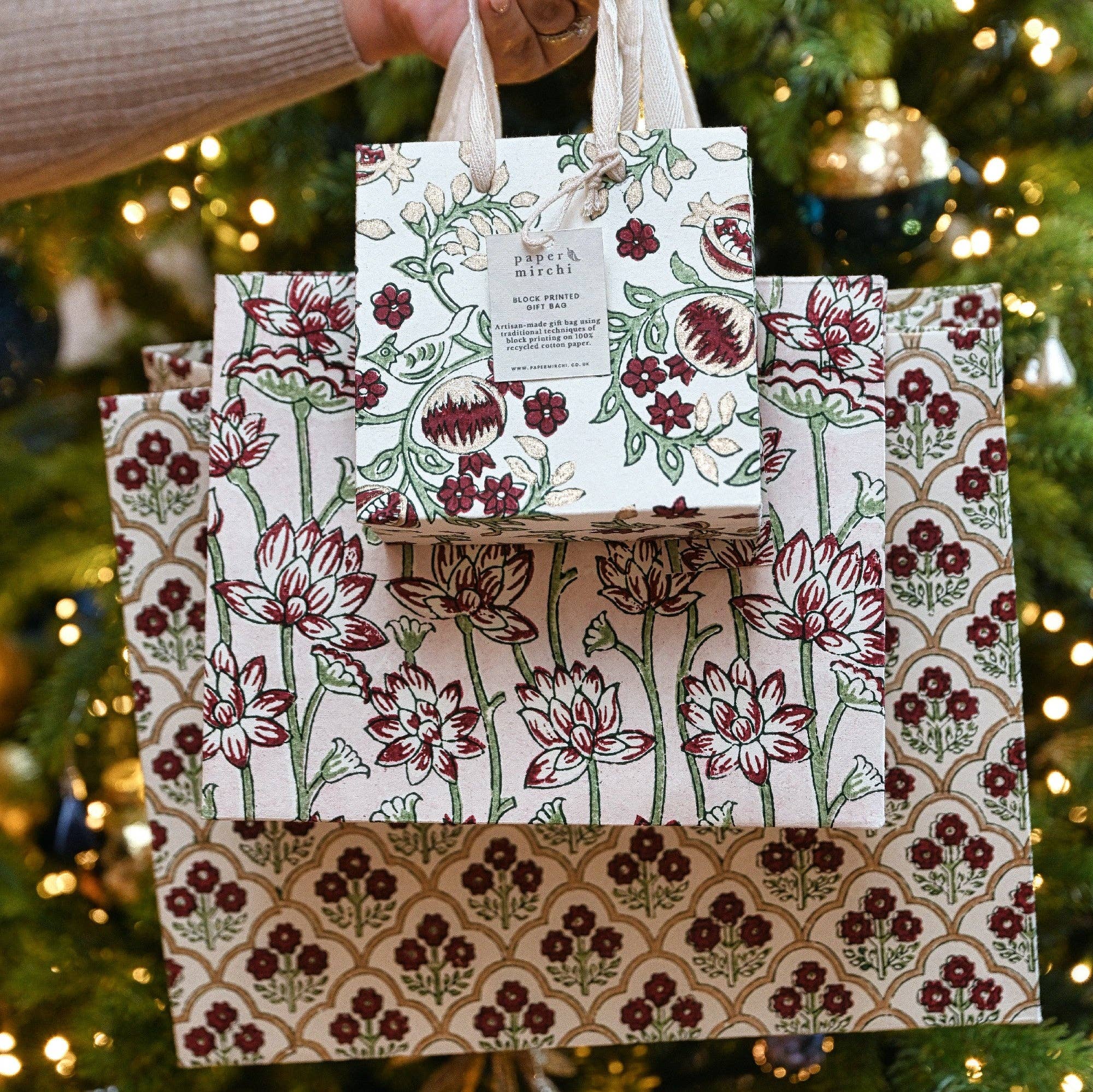 Paper Mirchi - Wholesale Gift Bag - Hand Block Printed Gift Bags (Large) - Cherry8