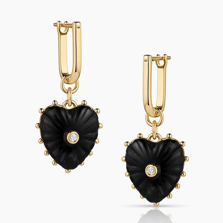 Brincos Isabel Onyx Coração por atacado de THATCH