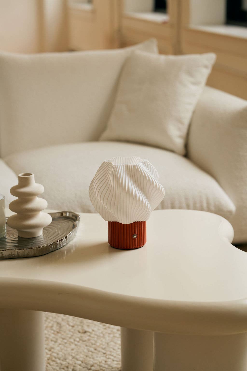 Colorless Mini Swirl Portable Lamp, Wireless and Rechargeable for wholesale on Faire9