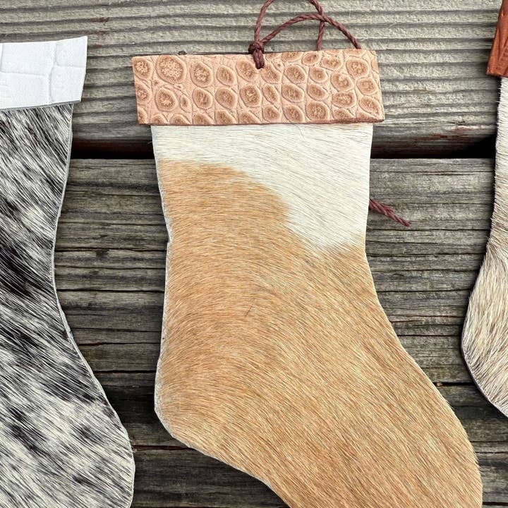 Wild Mountain Soul Designs - Wholesale Holiday Stocking - Hair-on cowhide stocking ornament