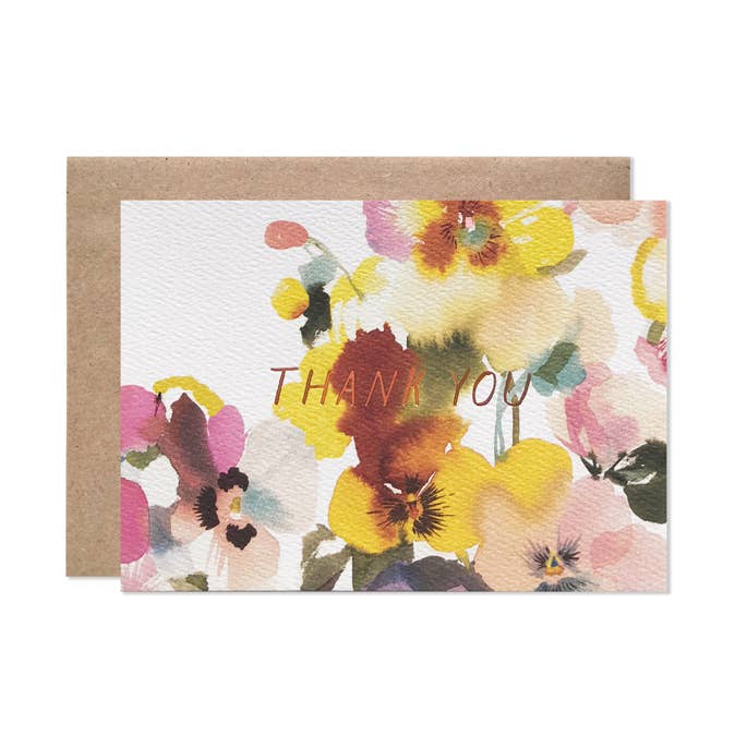 Thank You Pansies by Helen Dealtry for wholesale by Hartland Cards