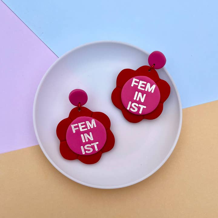 Katrilee – wholesale Hängande örhängen – Feministiska blommor Polymer Clay Dangle Örhängen