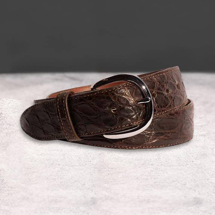 Dark Brown Croc Belt for wholesale by Glover and Wyre