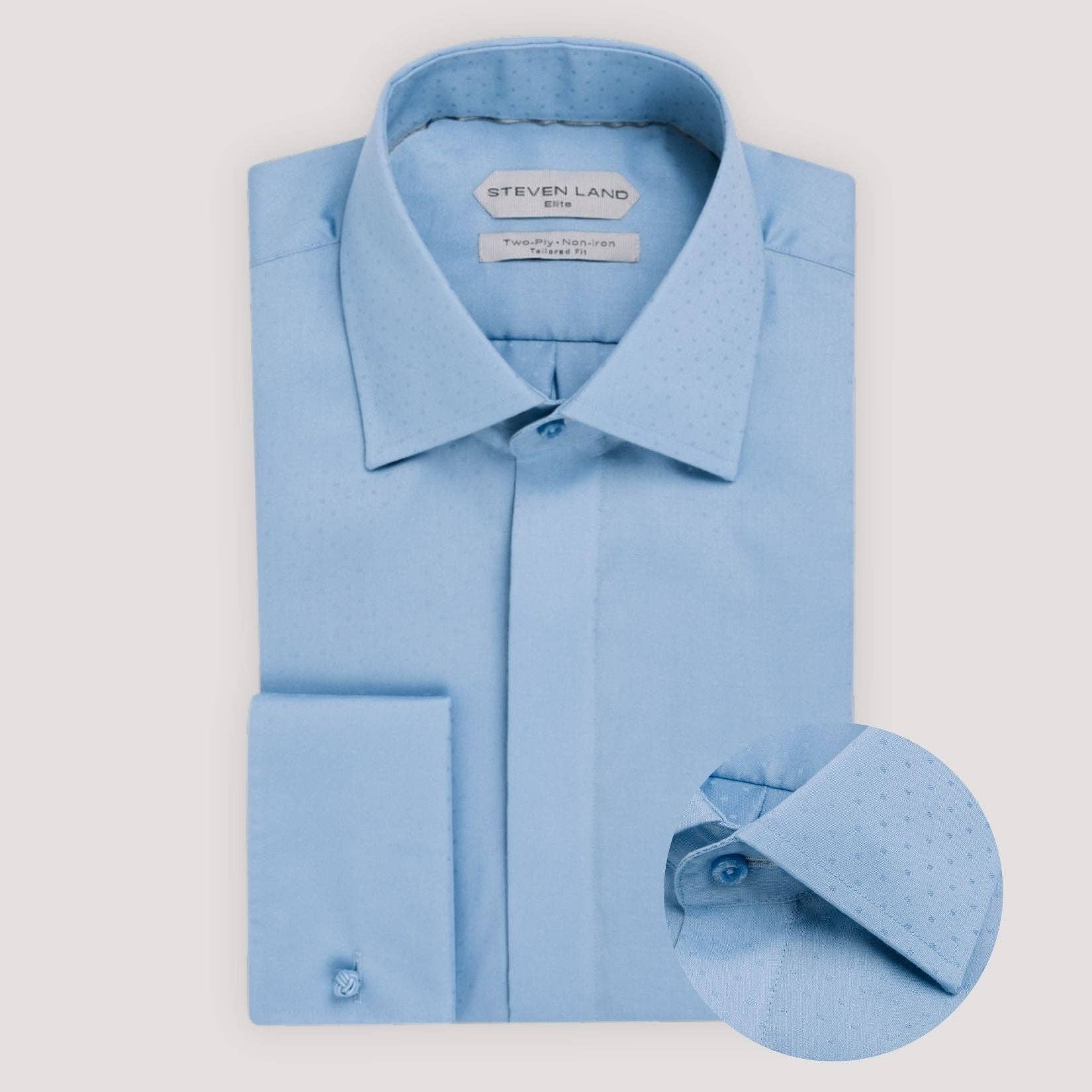 Steven Land – wholesale Skjortor – Herr – Opulensen | Fransk Manschett | Dubbelvävd Bomull | Ljusblå0
