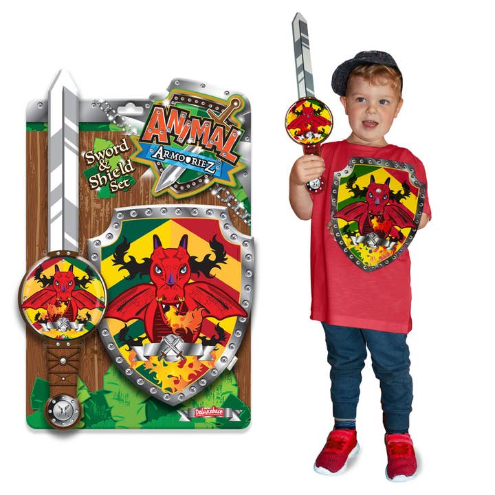 Deluxebase - Wholesale Toy Set - Kids - Animal Armouriez Foam Sword & Shield Playset - Dragon1