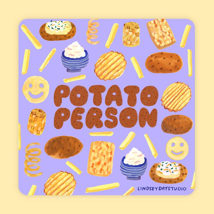 Autocollant de Personne Pomme de Terre, Autocollant Alimentaire Drôle pour la vente par Lindsey Day Studio