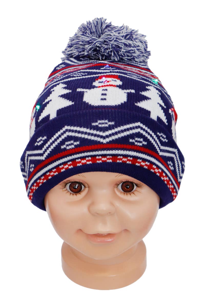 Cap Zone - Wholesale Beanie - Kids - Toddlers Christmas LED Light-Up Cuffed Beanie4